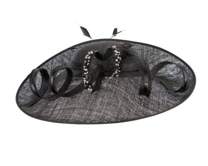 Large black sinamay fashion hat