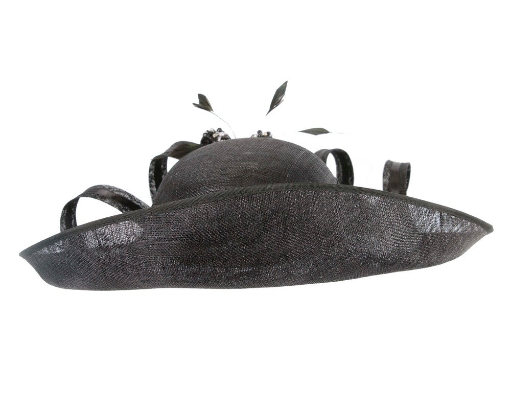 Large black sinamay fashion hat