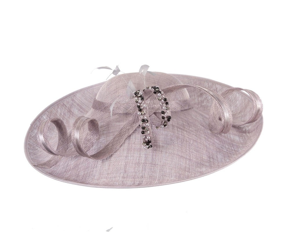 Large lilac sinamay fashion hat-3