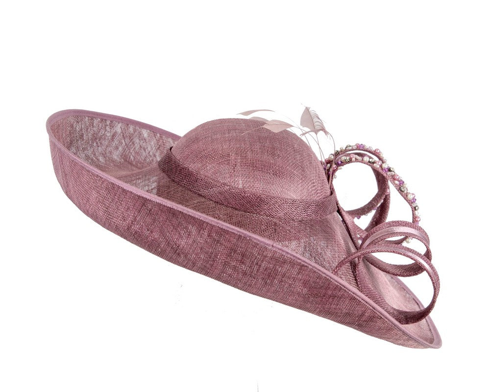Large mauve sinamay fashion hat-5