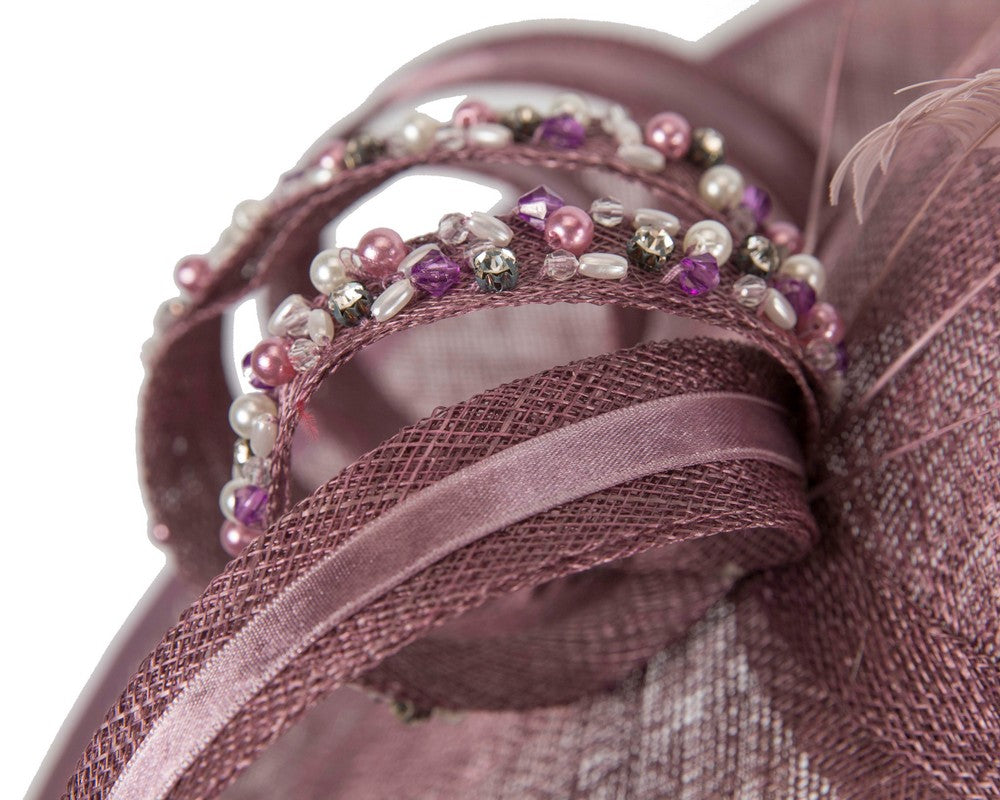 Large mauve sinamay fashion hat-4