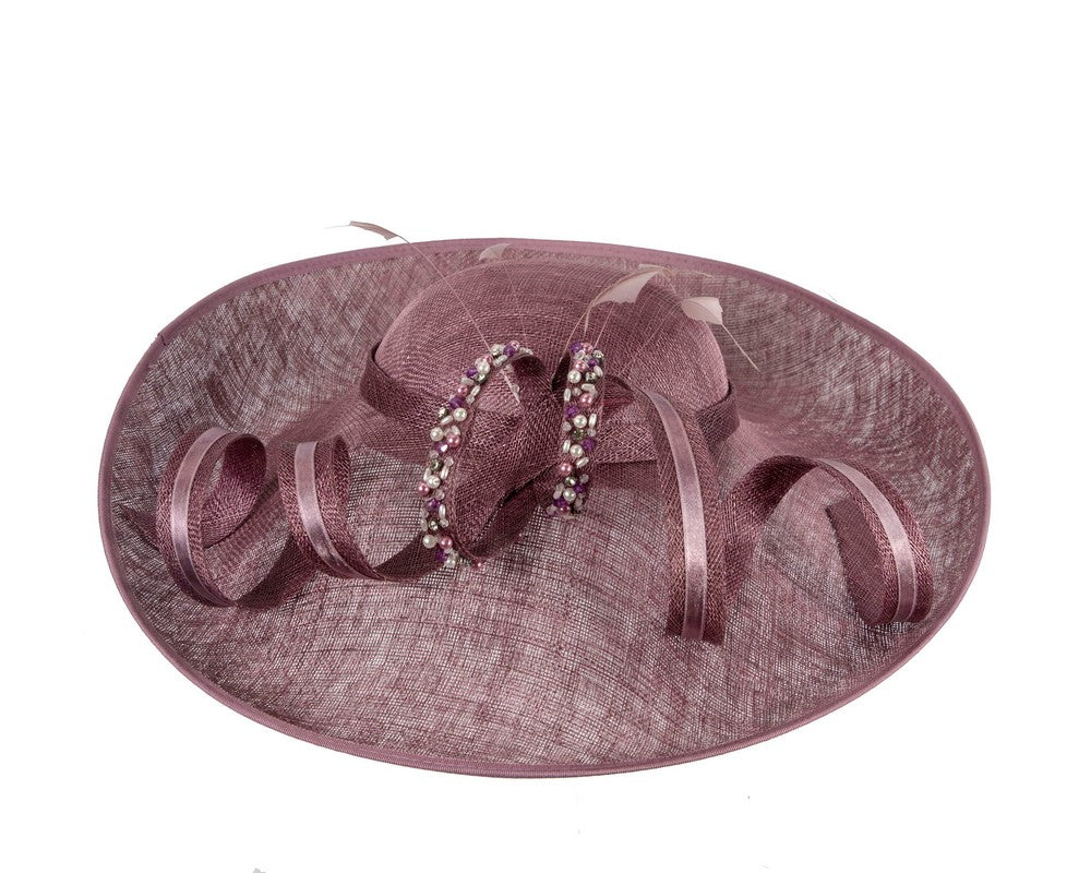Large mauve sinamay fashion hat-3