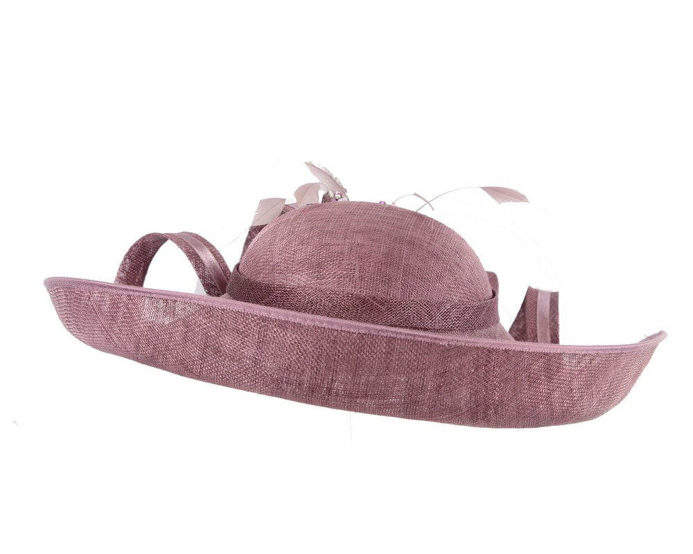 Large mauve sinamay fashion hat-2