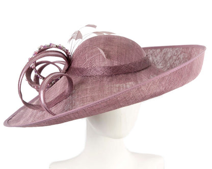 Large mauve sinamay fashion hat-0