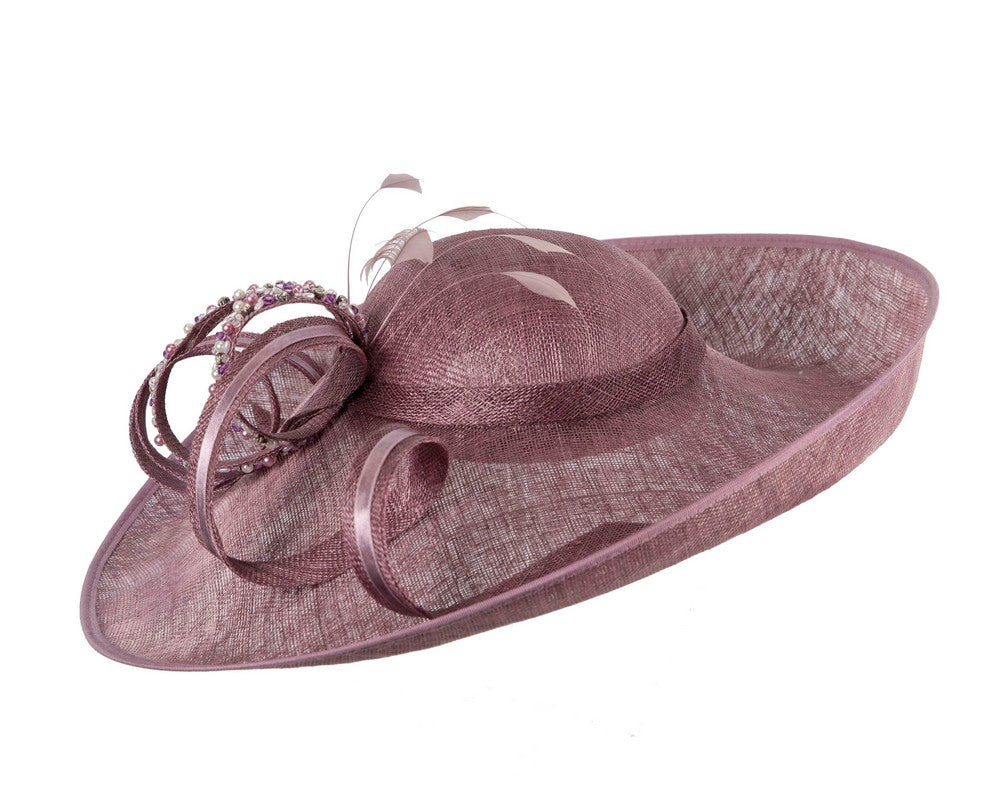 Large mauve sinamay fashion hat-1