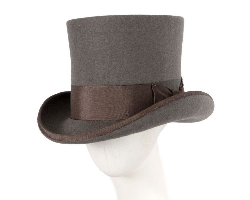 Grey SCALA Felt Top Hat-0