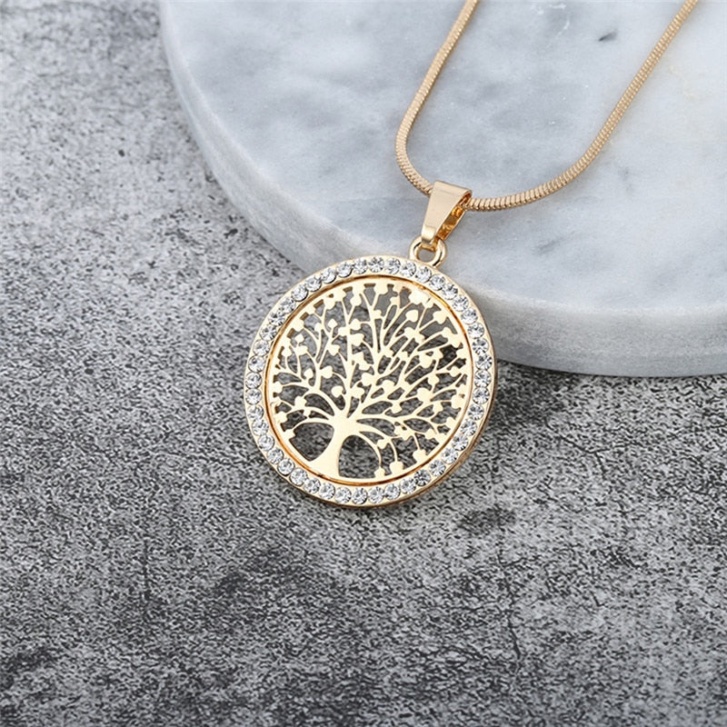 Designer Simulated Diamond "Tree of Life" Pendant Necklace-1