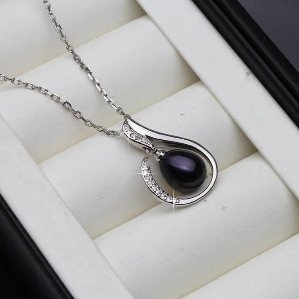 Designer Simulated Diamond and Freshwater Pearl Teardrop Necklace-5
