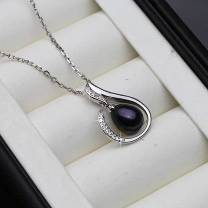 Designer Simulated Diamond and Freshwater Pearl Teardrop Necklace-5