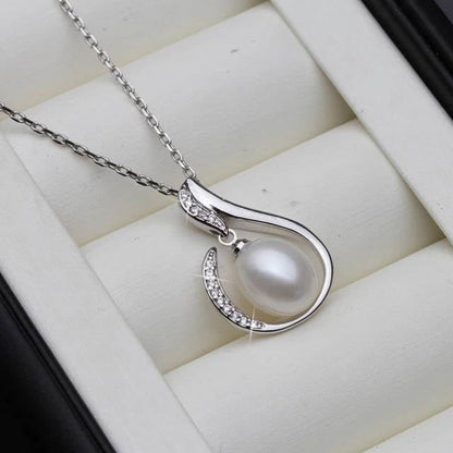Designer Simulated Diamond and Freshwater Pearl Teardrop Necklace-6