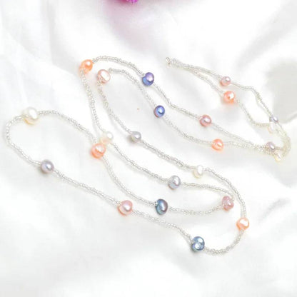 ASHIQI 120CM Long Multi Color Baroque Fresh water Pearl Necklace, Crystal Beads Necklace , 925 Sterling Silver Clasp-1