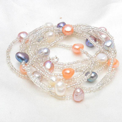 ASHIQI 120CM Long Multi Color Baroque Fresh water Pearl Necklace, Crystal Beads Necklace , 925 Sterling Silver Clasp-2