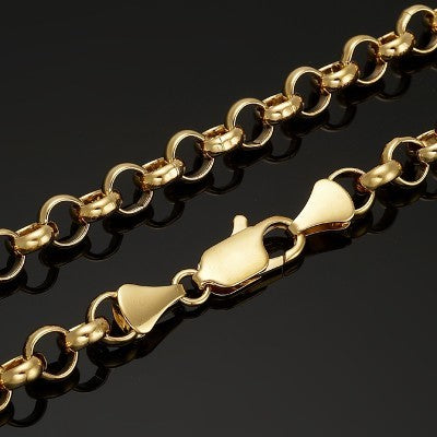 18ct Heavy Yellow Gold Plated 6mm Belcher Chain Necklace with Lobster Clasp - USA Made-4