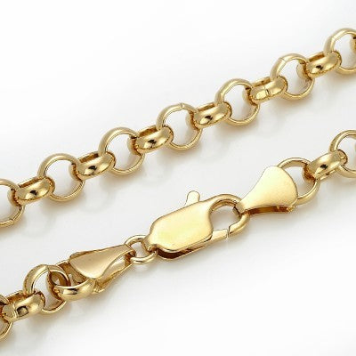 18ct Heavy Yellow Gold Plated 6mm Belcher Chain Necklace with Lobster Clasp - USA Made-2