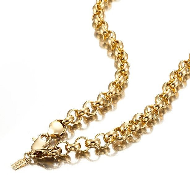 18ct Heavy Yellow Gold Plated 6mm Belcher Chain Necklace with Lobster Clasp - USA Made-1