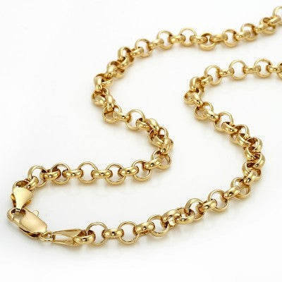 18ct Heavy Yellow Gold Plated 6mm Belcher Chain Necklace with Lobster Clasp - USA Made-3