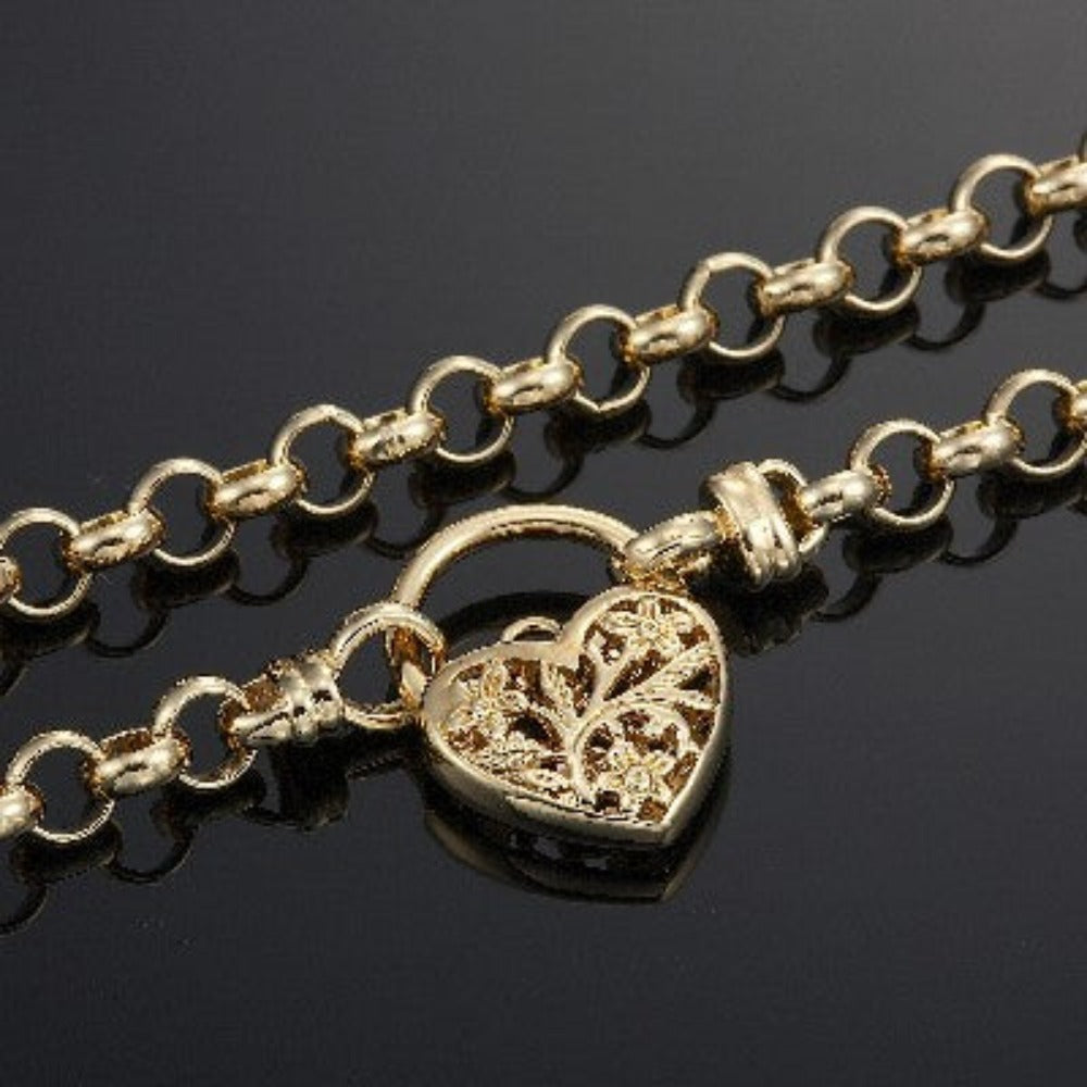 18ct Heavy Yellow Gold Plated 6mm Belcher Chain Necklace with a Filigree Locket - USA Made-1