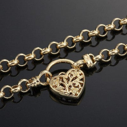 18ct Heavy Yellow Gold Plated 6mm Belcher Chain Necklace with a Filigree Locket - USA Made-1