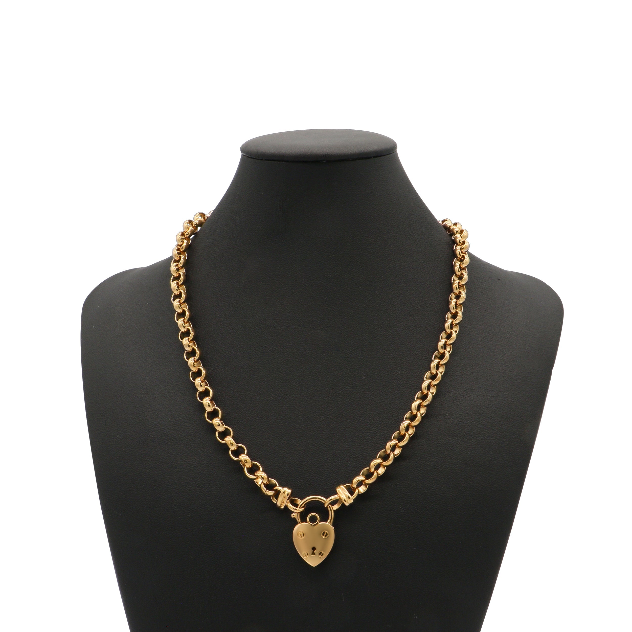18ct Heavy Yellow Gold Plated 6mm Belcher Chain Necklace Featuring a Plain Locket - USA Made-0