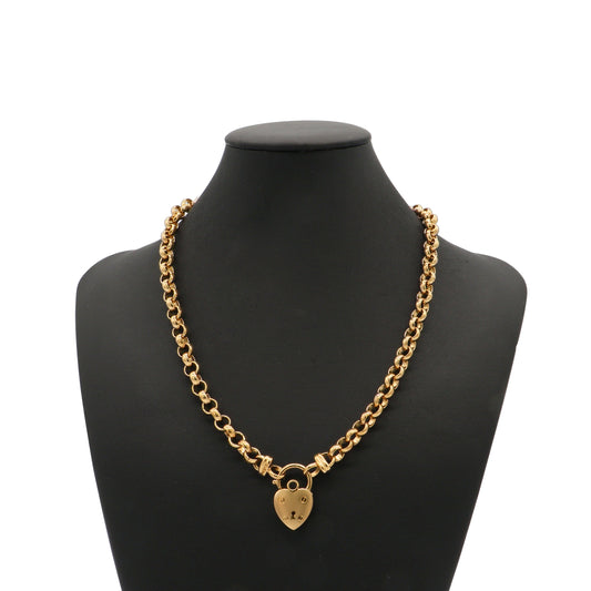 18ct Heavy Yellow Gold Plated 6mm Belcher Chain Necklace Featuring a Plain Locket - USA Made-0