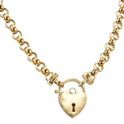 18ct Heavy Yellow Gold Plated 6mm Belcher Chain Necklace Featuring a Plain Locket - USA Made-1