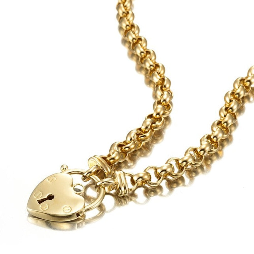 18ct Heavy Yellow Gold Plated 6mm Belcher Chain Necklace Featuring a Plain Locket - USA Made-2
