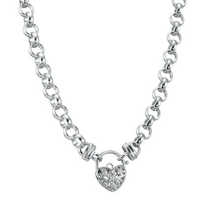 925 Sterling Silver Plated Belcher Chain Necklace with a Filigree Locket - USA Made-0
