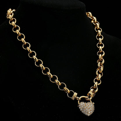 18ct Heavy Yellow Gold Plated Belcher Chain Necklace Featuring a Simulated Diamond Locket - USA Made-3