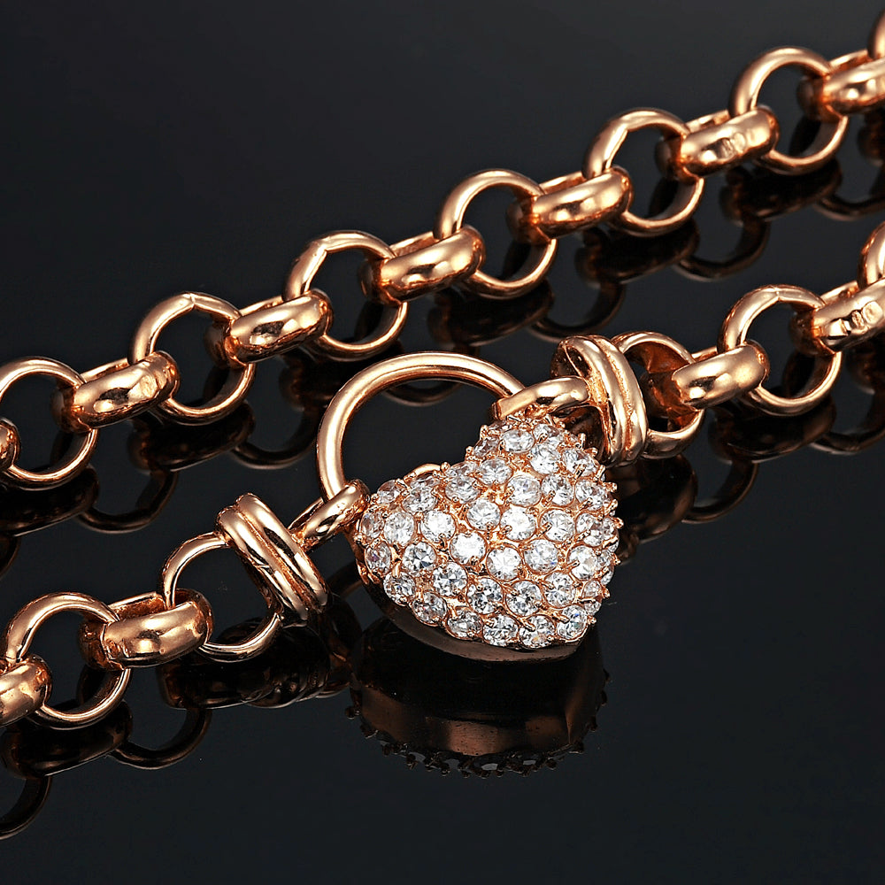 18ct Heavy Rose Gold Plated Belcher Chain Necklace Featuring a Simulated Diamond Locket - USA Made-4