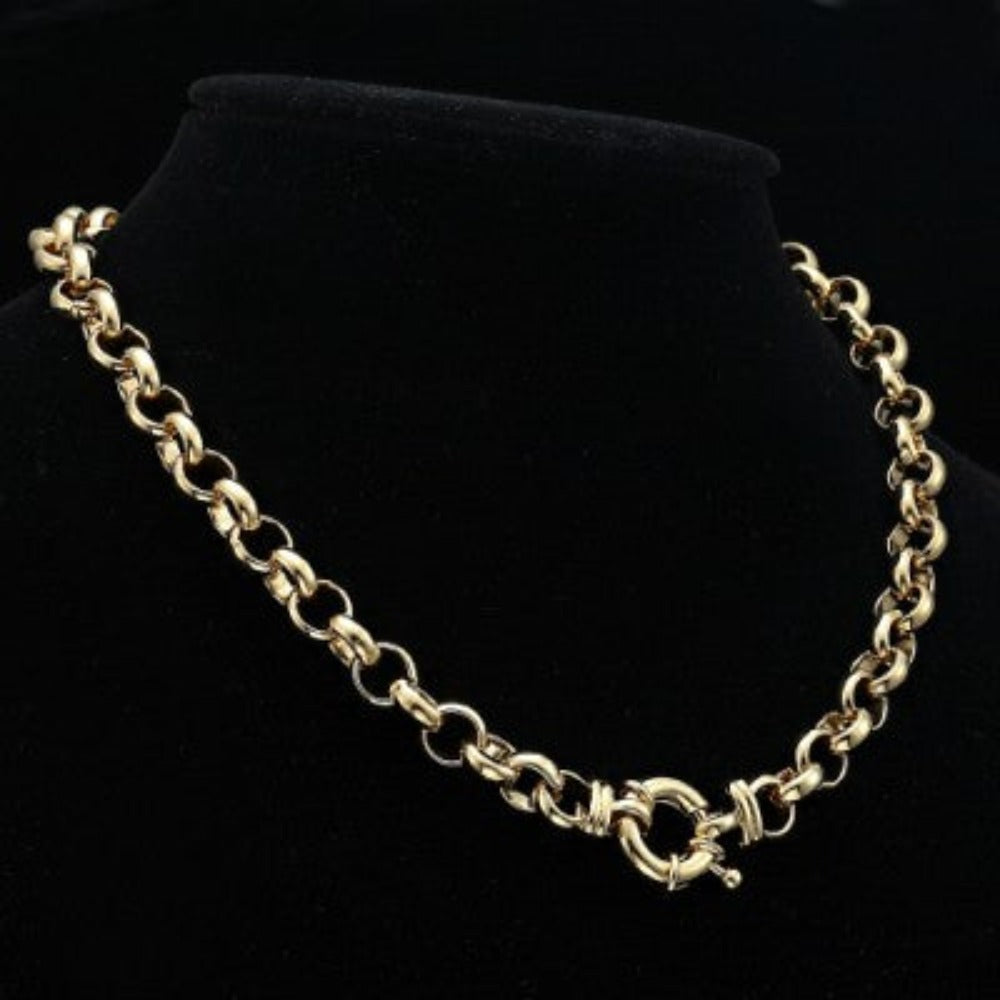 18ct Heavy Yellow Gold Plated 10mm Belcher Chain Necklace with Bolt Clasp - USA Made-2