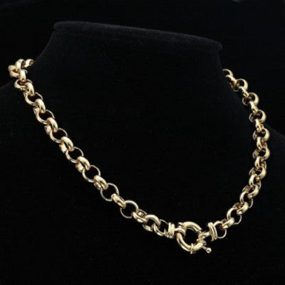 18ct Heavy Yellow Gold Plated 10mm Belcher Chain Necklace with Bolt Clasp - USA Made-2
