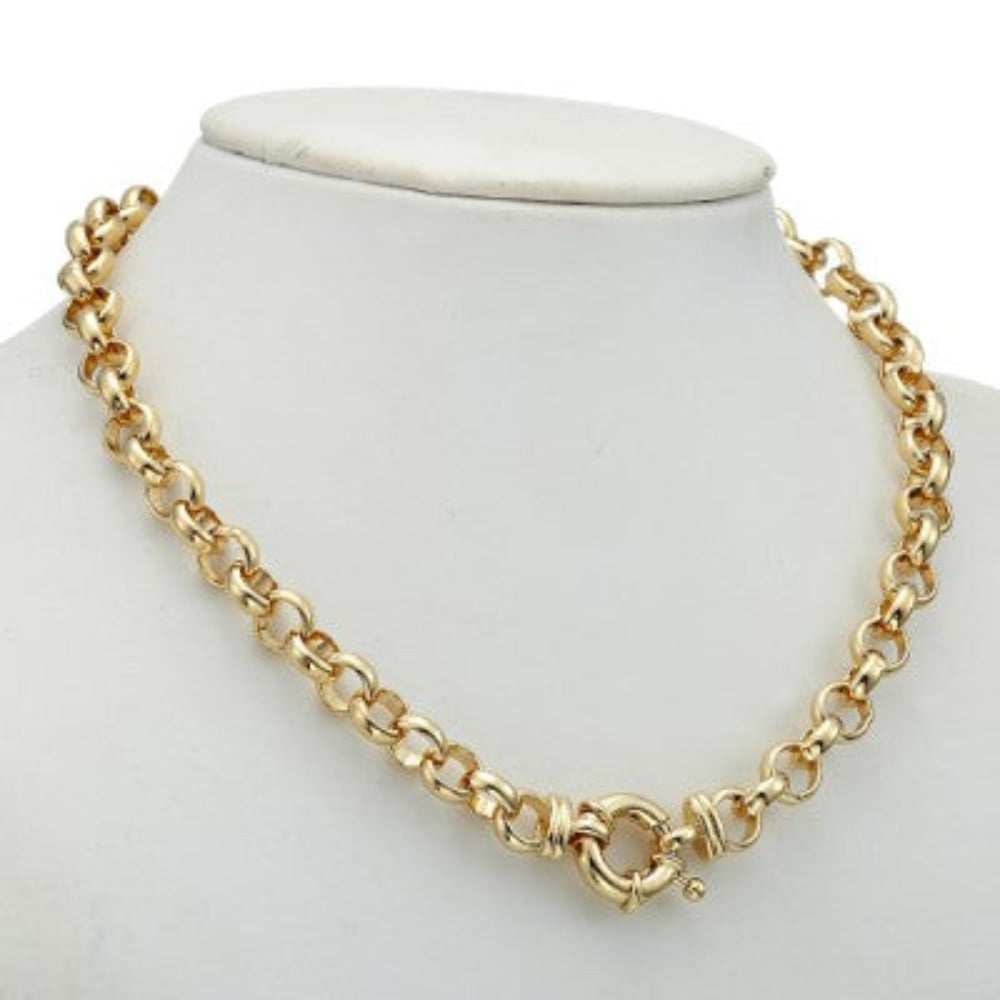 18ct Heavy Yellow Gold Plated 10mm Belcher Chain Necklace with Bolt Clasp - USA Made-3