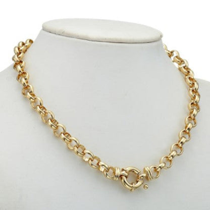 18ct Heavy Yellow Gold Plated 10mm Belcher Chain Necklace with Bolt Clasp - USA Made-3