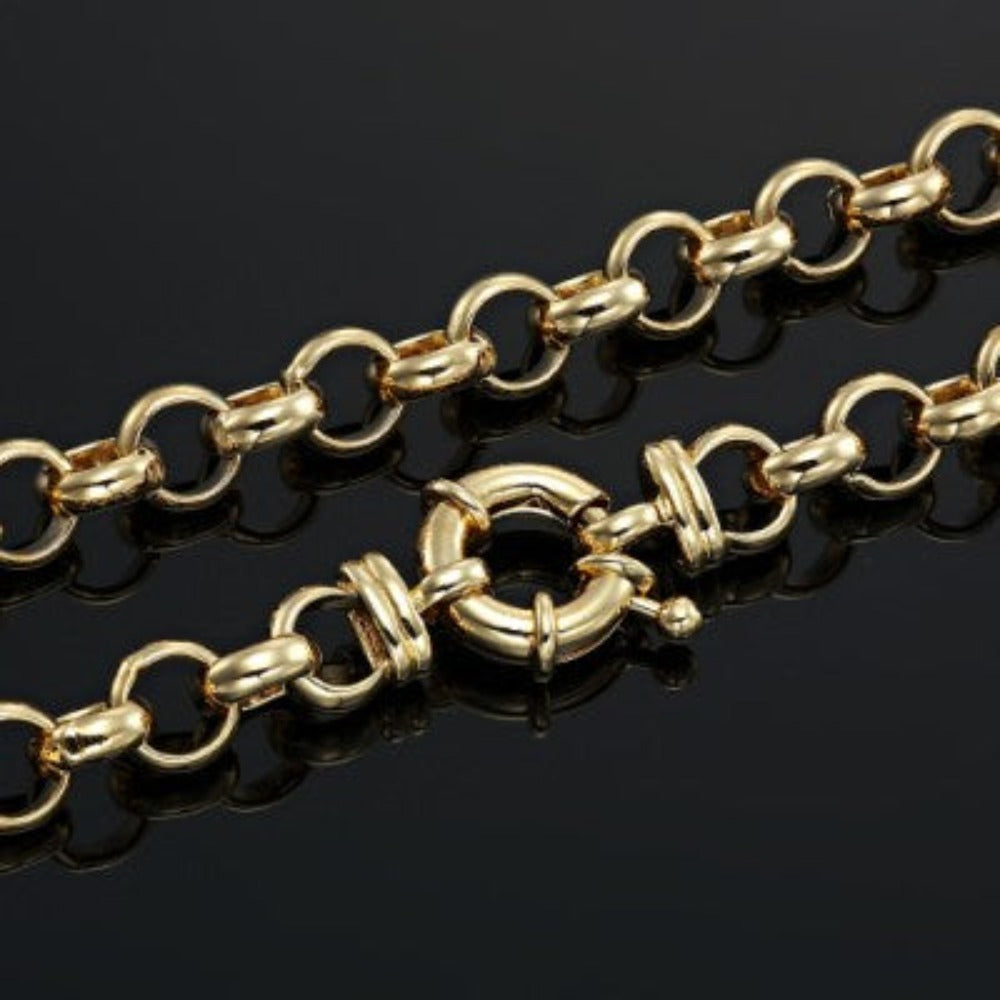 18ct Heavy Yellow Gold Plated 10mm Belcher Chain Necklace with Bolt Clasp - USA Made-4
