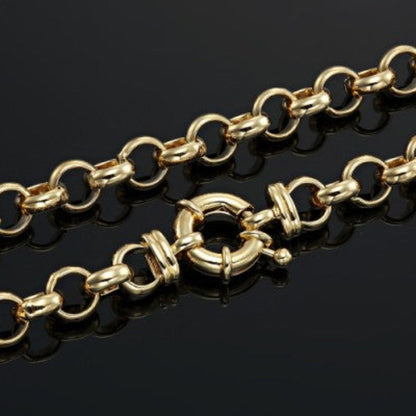 18ct Heavy Yellow Gold Plated 10mm Belcher Chain Necklace with Bolt Clasp - USA Made-4