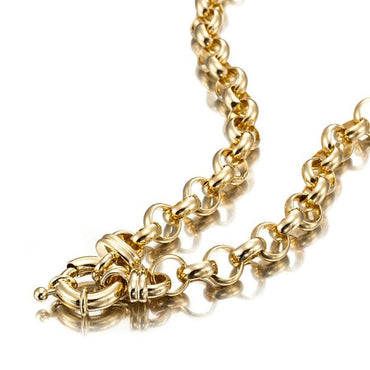 18ct Heavy Yellow Gold Plated 10mm Belcher Chain Necklace with Bolt Clasp - USA Made-1