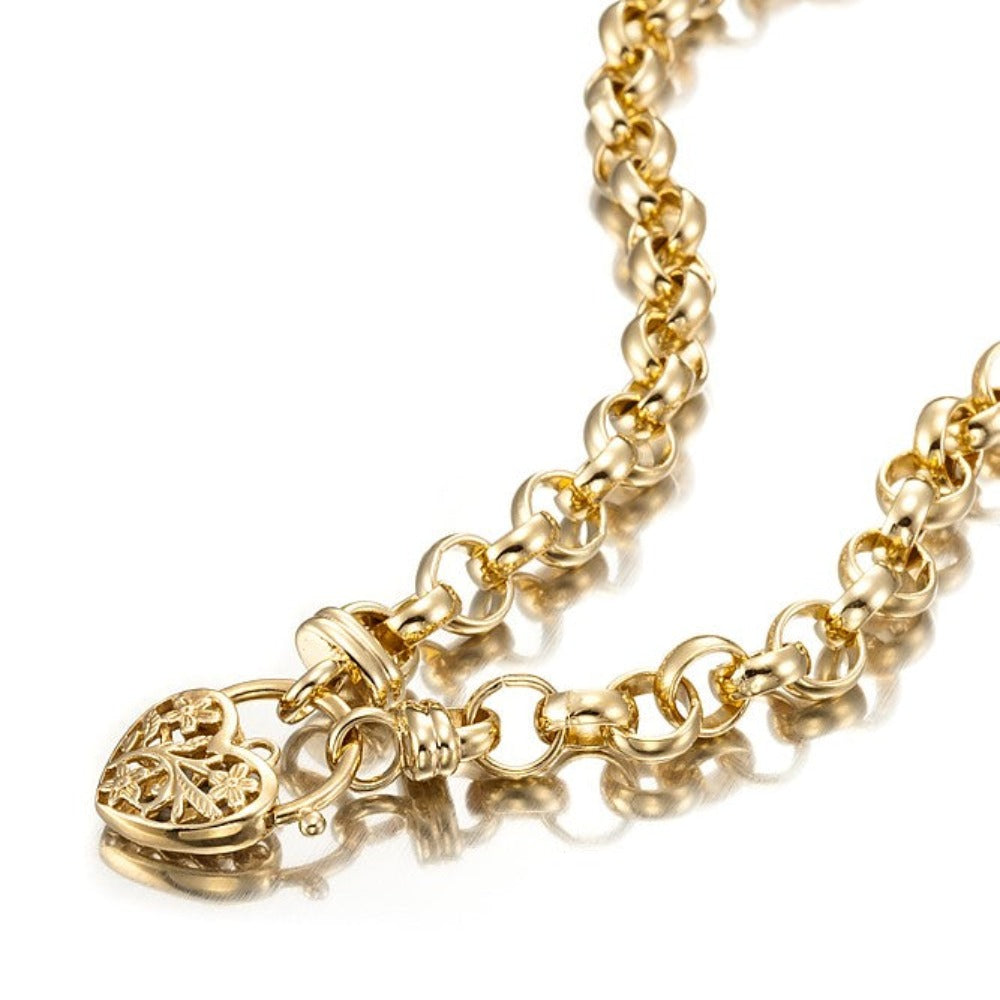 18ct Heavy Yellow Gold Plated Belcher Chain Necklace with a Filigree Locket - USA Made-0