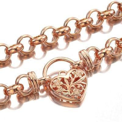 18ct Heavy Rose Gold Plated Belcher Chain Necklace with a Filigree Locket - USA Made-0