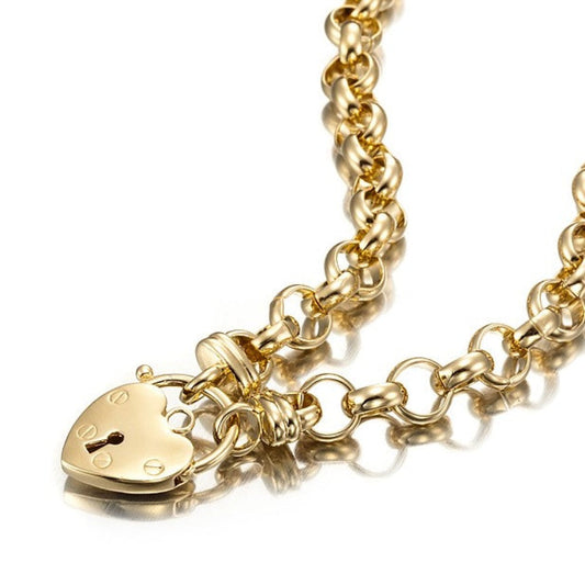18ct Heavy Yellow Gold Plated Belcher Chain Necklace Featuring a Plain Locket - USA Made-0