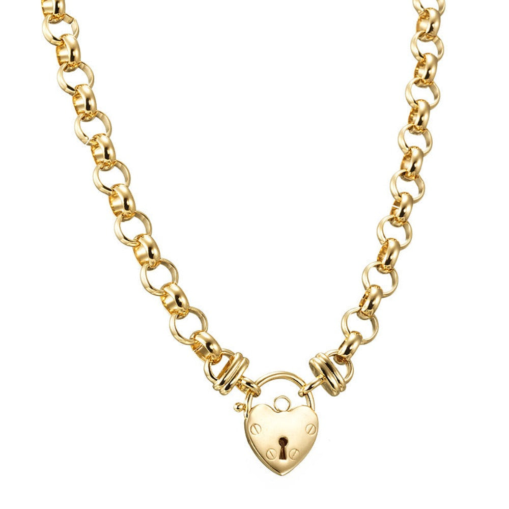 18ct Heavy Yellow Gold Plated Belcher Chain Necklace Featuring a Plain Locket - USA Made-2