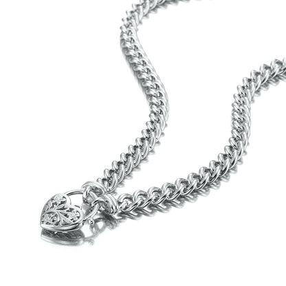 925 Sterling Silver Plated Euro Chain Necklace with a Filigree Locket - USA Made-0
