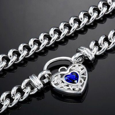 925 Sterling Silver Plated 8mm Euro Chain Necklace with a Dark Blue Filigree Locket - USA Made-1