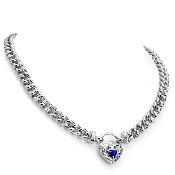 925 Sterling Silver Plated 8mm Euro Chain Necklace with a Dark Blue Filigree Locket - USA Made-2
