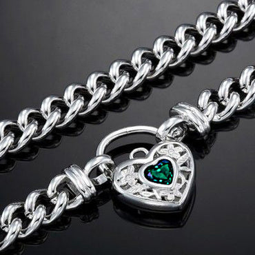 925 Sterling Silver Plated Euro Chain Necklace with a Green Filigree Locket - USA Made-1