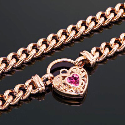 18ct Heavy Rose Gold Plated Euro Chain Necklace with a Pink Filigree Locket - USA Made-3