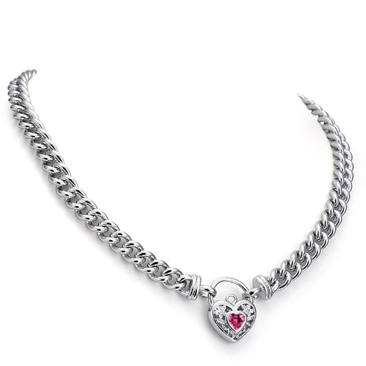 925 Sterling Silver Plated Euro Chain Necklace with a Pink Filigree Locket - USA Made-0