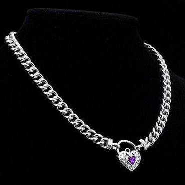 925 Sterling Silver Plated Euro Chain Necklace with a Purple Filigree Locket - USA Made-1