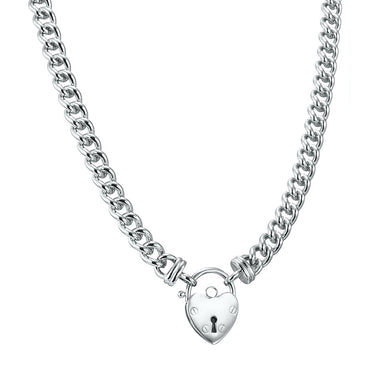 925 Sterling Silver Plated Euro Chain Necklace Featuring a Plain Locket - USA Made-1