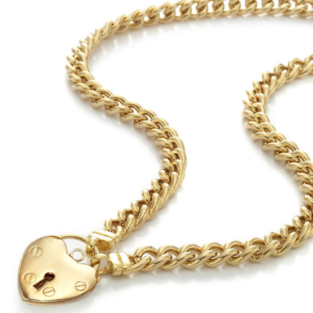 18ct Heavy Yellow Gold Plated Euro Chain Necklace Featuring a Plain Locket - USA Made-4
