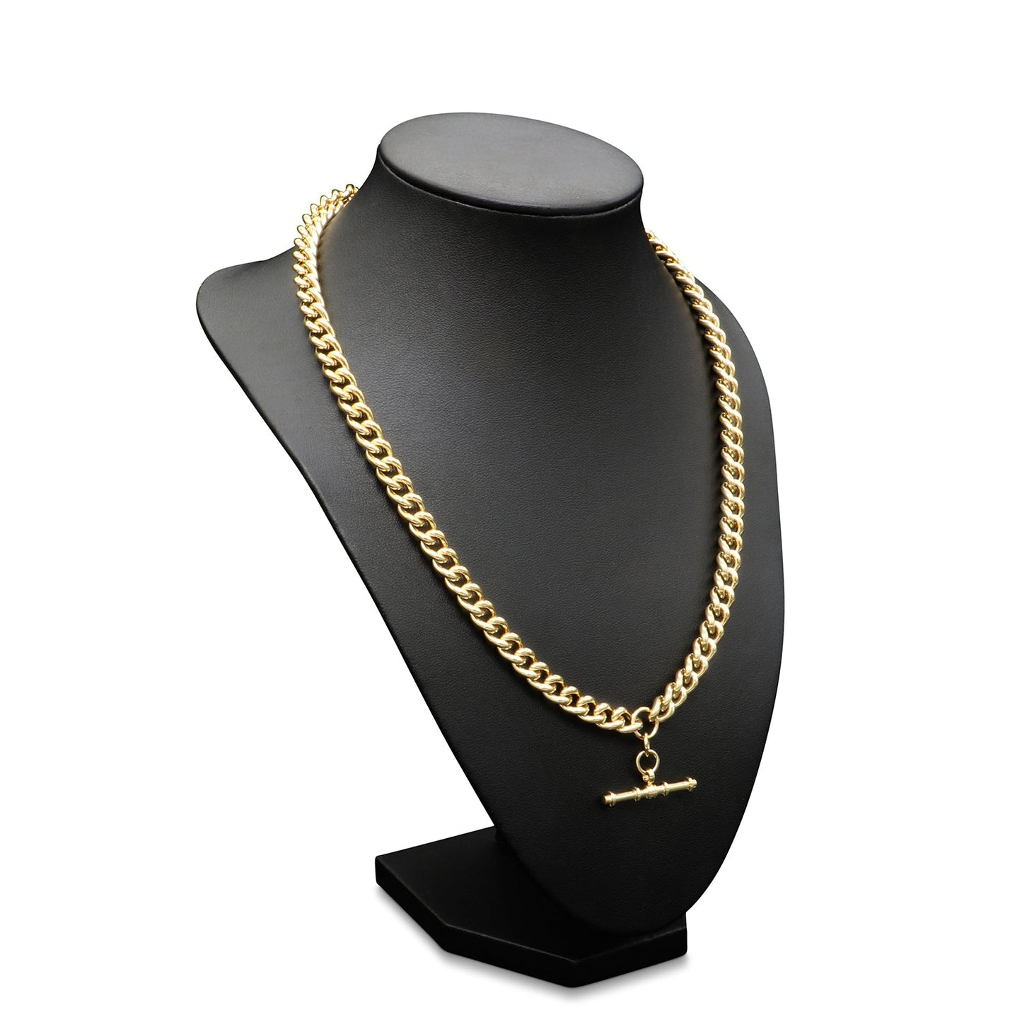18ct Heavy Yellow Gold Plated Euro Chain Necklace with T Bar - DISCONTINUED-0